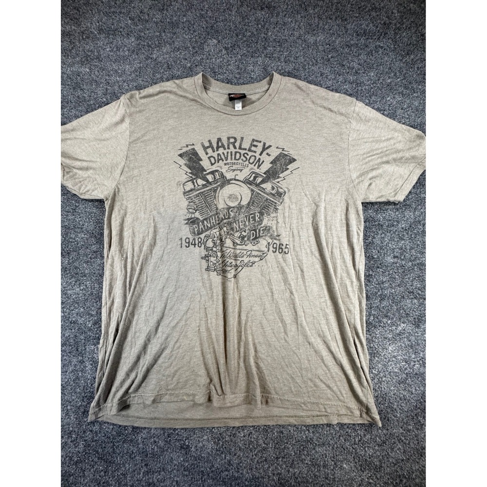 #69 Harley Davidson T-Shirt XXL‎ Plain City Ohio Tan Graphic Tee
